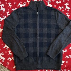 Mens large Banana Republic Zip up Sweater Large. Navy/Gray.